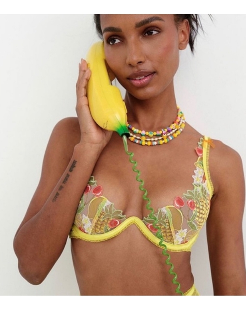 For Love And Lemons Mirabelle Fruit Bra Cherries Pineapple Strawberry Yellow 38C - Picture 4 of 9